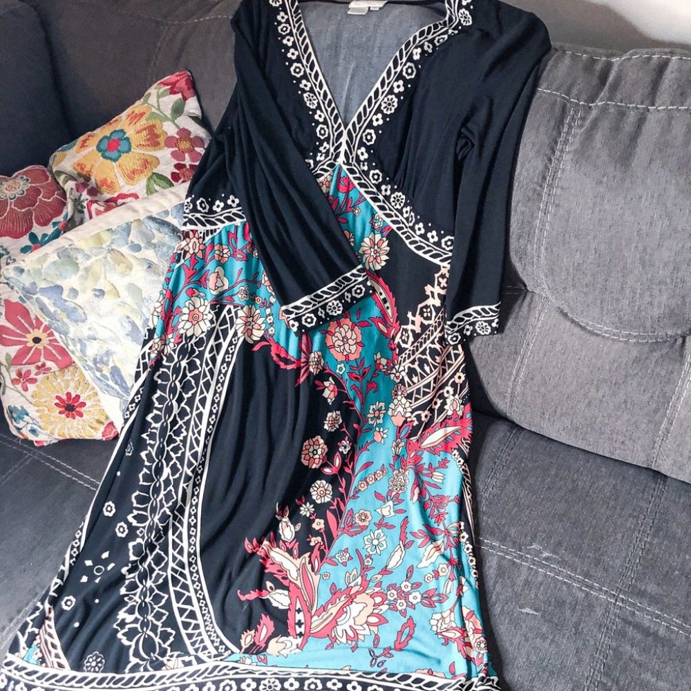 Multi Colored Black Dress